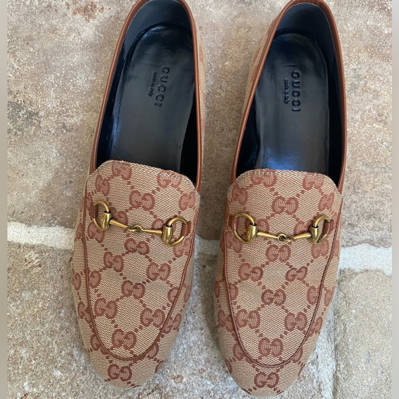 Authentic Gucci Canvas Monogram Jordaan Loafers - Picture 6 of 6